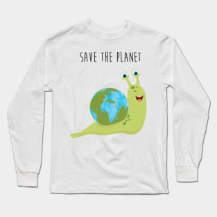 Save the Planet - Happy Earth Day - Snail and his Earth House Long Sleeve T-Shirt